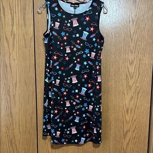 Sleeveless Dress with Red White Blue Patriotic Print